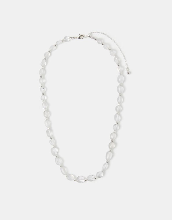 Sterling Silver-Plated Clear Quartz Necklace, , large