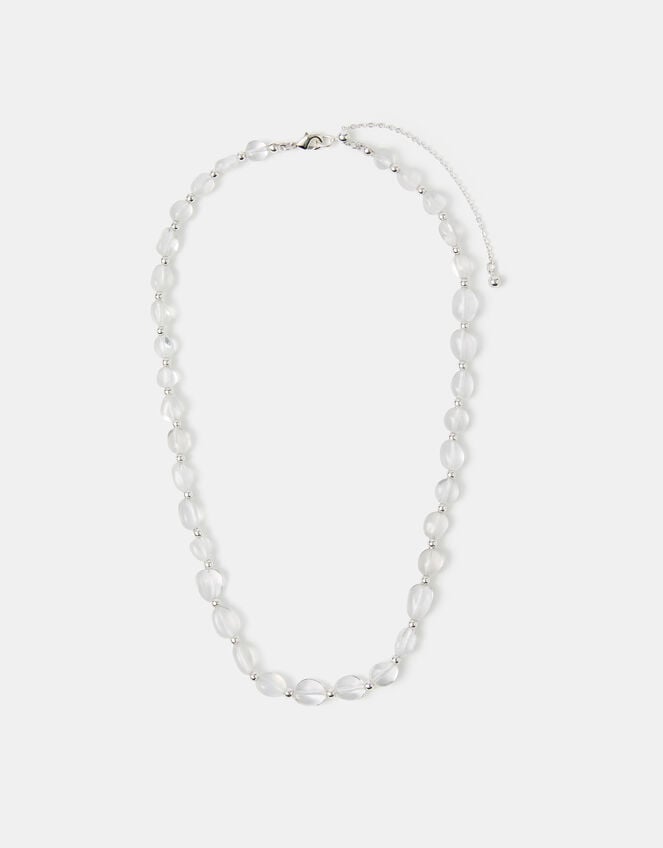 Sterling Silver-Plated Clear Quartz Necklace, , large