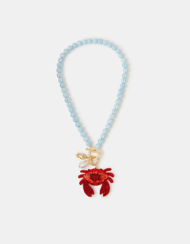 Beaded Crab Charm Necklace, , large
