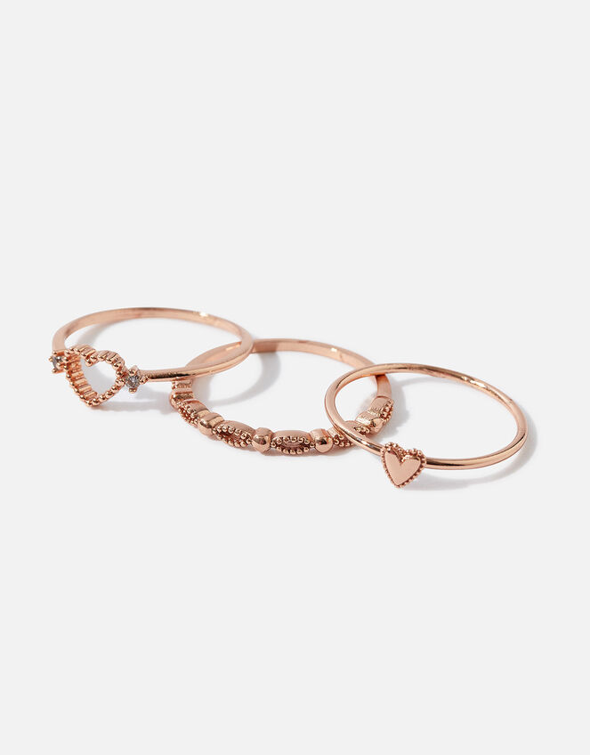 Rose Gold-Plated Stacking Rings Set of Three, Gold (ROSE GOLD), large