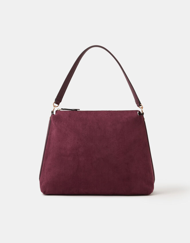 Large Slouchy Suedette Handbag, Red (BURGUNDY), large