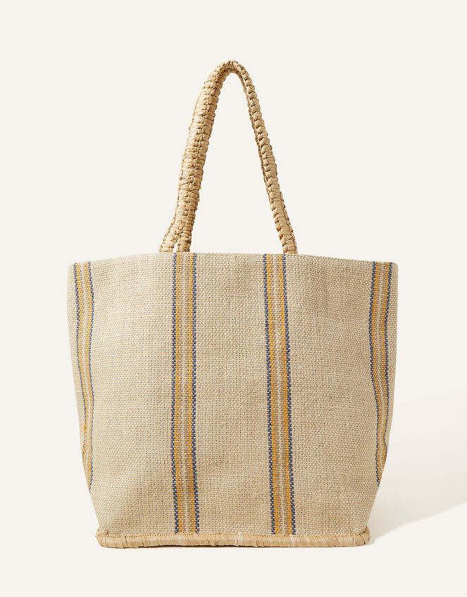 Stripe Handheld Jute Beach Bag, , large