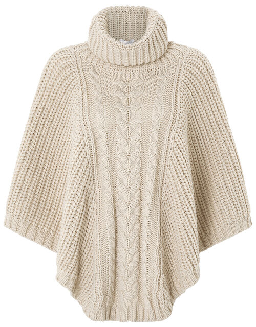 Chunky Cable Knit Poncho Blanket scarves Accessorize UK