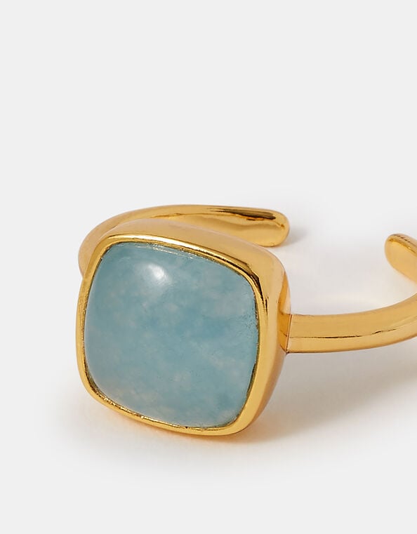 14ct Gold-Plated Quartz Adjustable Ring, , large