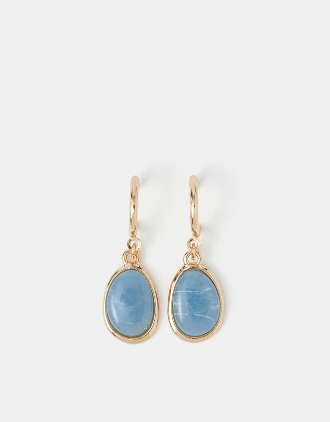 Gemstone Drop Hoop Earrings, , large