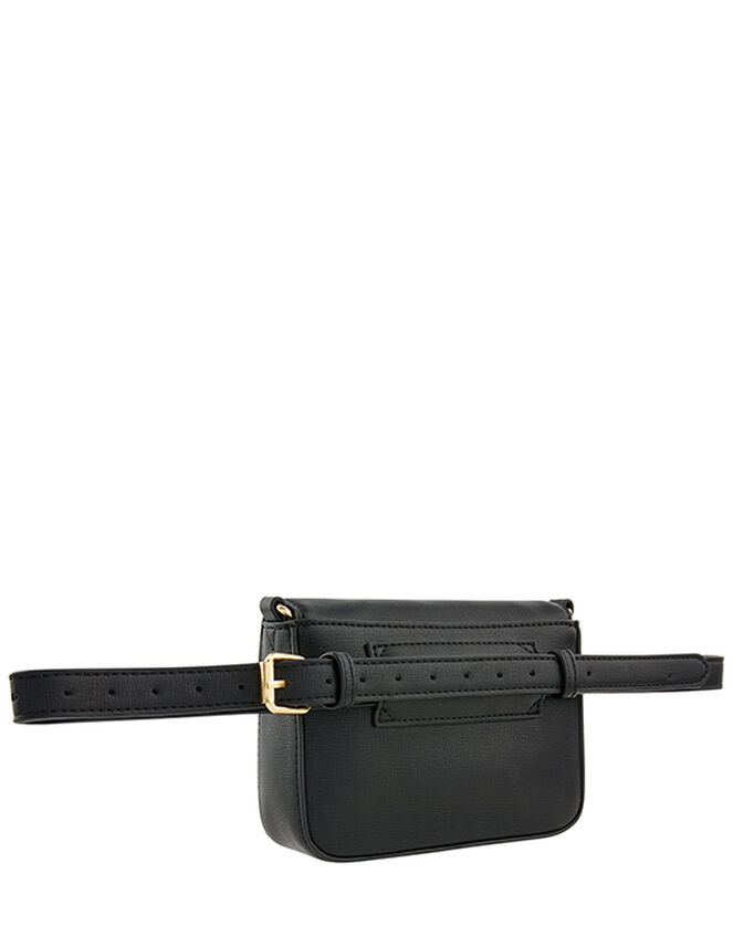 Faux Leather Belt Bag, Black (BLACK), large