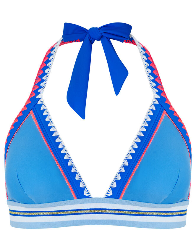 Positano Colourful Triangle Bikini Top, Blue (AQUA), large