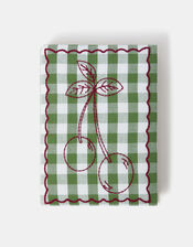Cherry Embroidered Gingham Notebook, , large