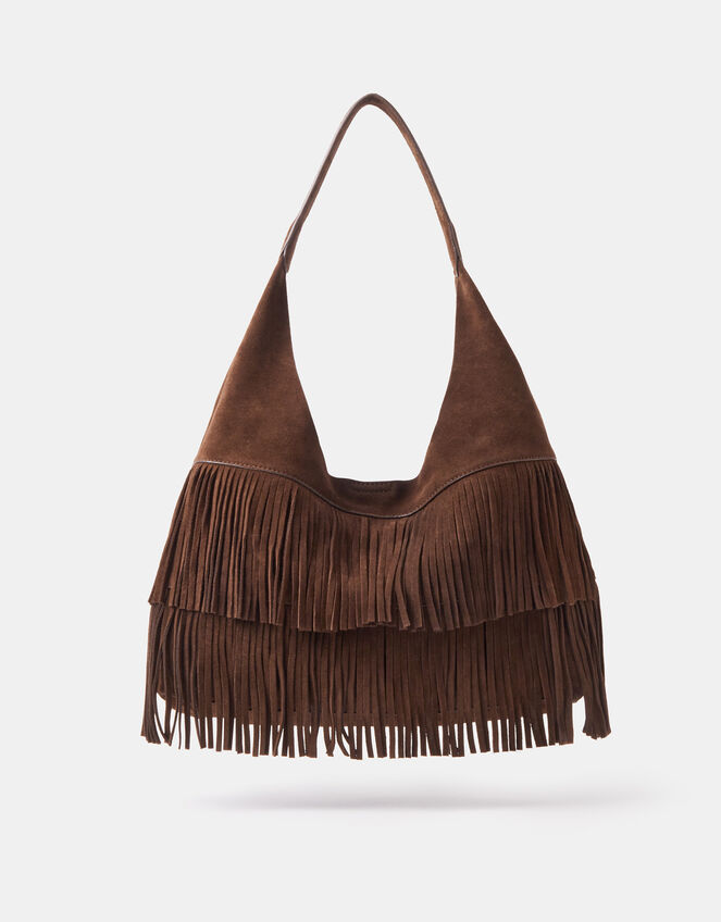 Fringe Suede Shoulder Bag, , large
