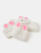 Girls Furry Bunny Wash Band Set, , large