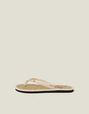 Embroidered Seagrass Flip Flops, Cream (CREAM), large