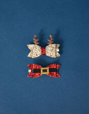 Christmas Character Bow Hair Clip Set of Two, , large