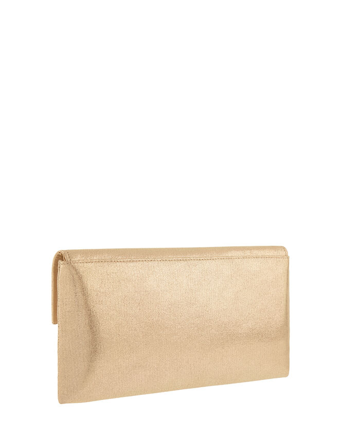 Natalie Metallic Envelope Clutch with Strap, Gold (GOLD), large