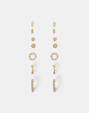 7-Pack Pearl Gem Stud and Hoop Earrings, , large