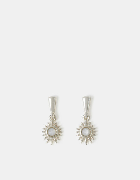 Sterling Silver Sun Drop Stud Earrings, , large