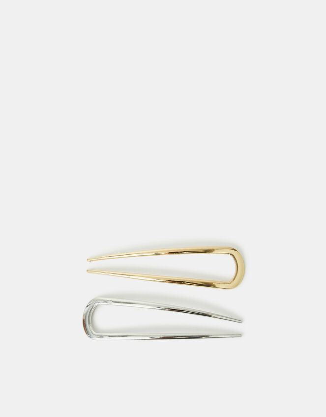 2-Pack Mix Metal French Hair Pins, , large