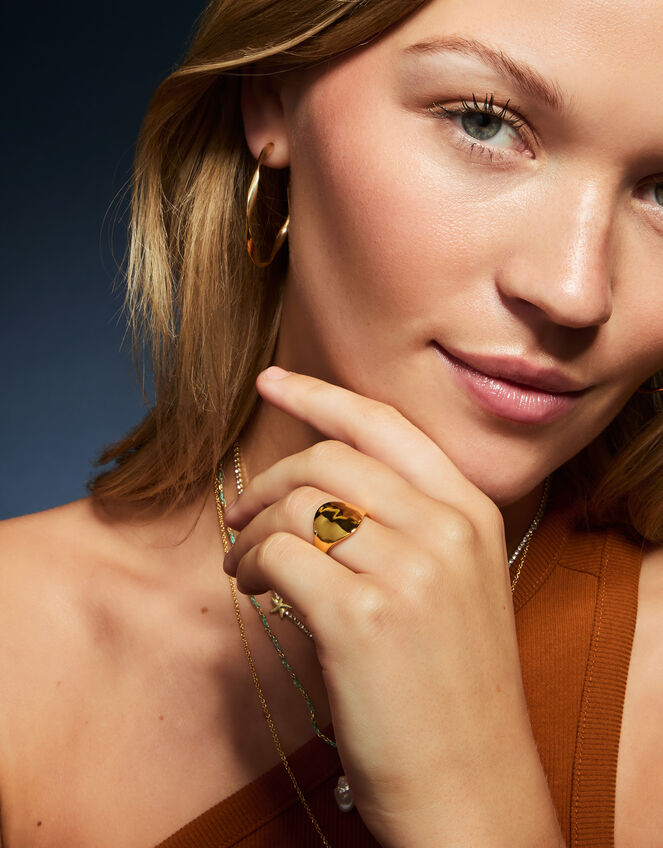 14ct Gold-Plated Molten Ring, Gold (GOLD), large