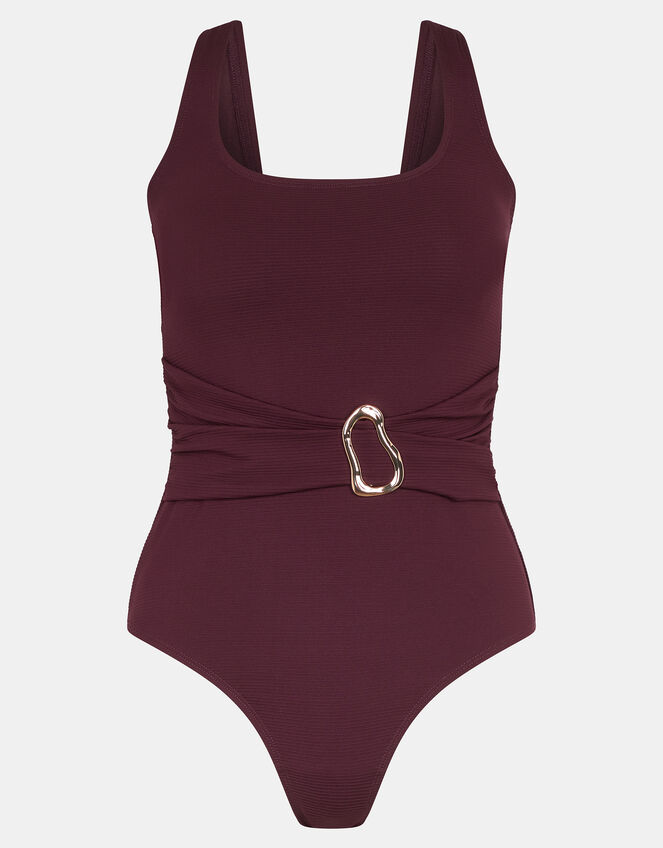 Molten Belted Shaping Swimsuit, Red (BURGUNDY), large