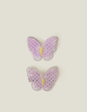 2-Pack Girls Embroidered Butterfly Hair Clips, , large