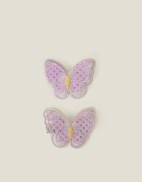 2-Pack Girls Embroidered Butterfly Hair Clips, , large