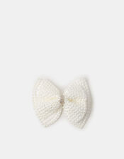 Girls Pearl Bow Hair Clip, , large