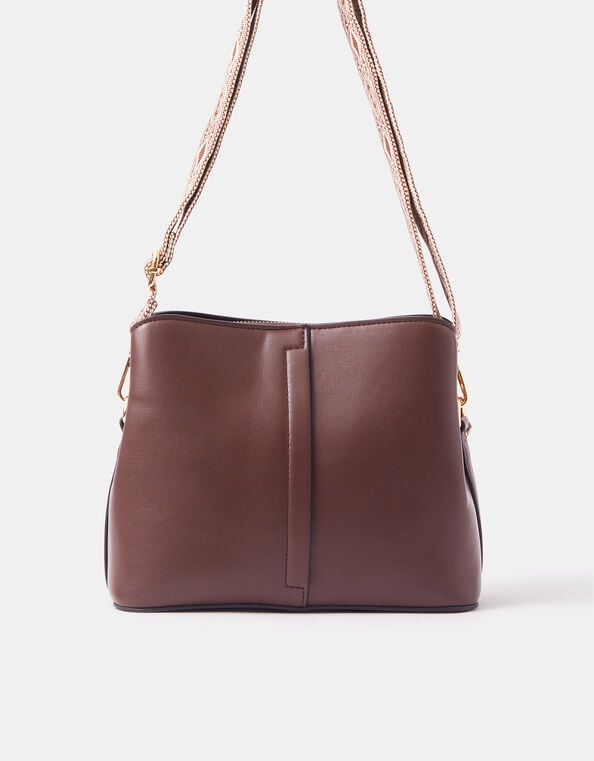 Webbing Strap Crossbody Bag , Brown (CHOCOLATE), large