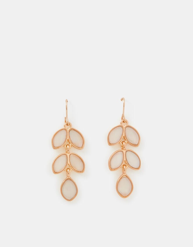 Mother of Pearl Leaf Drop Earrings, , large