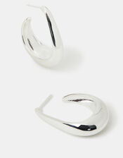 Sterling Silver-Plated Chunky Hoop Earrings, , large