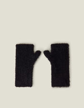 Fluffy Cut Off Gloves, Black (BLACK), large