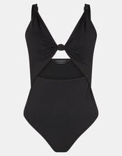 Knot Cut-Out Swimsuit, Black (BLACK), large