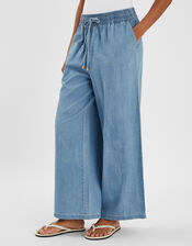 Denim Wide Leg Trousers, Blue (BLUE), large