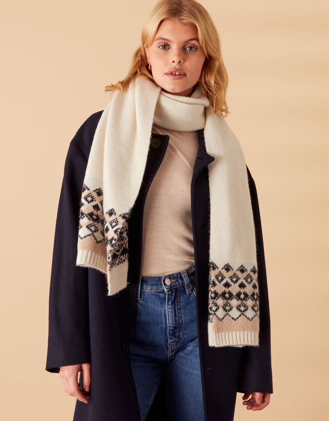 Fair Isle Edge Scarf, , large