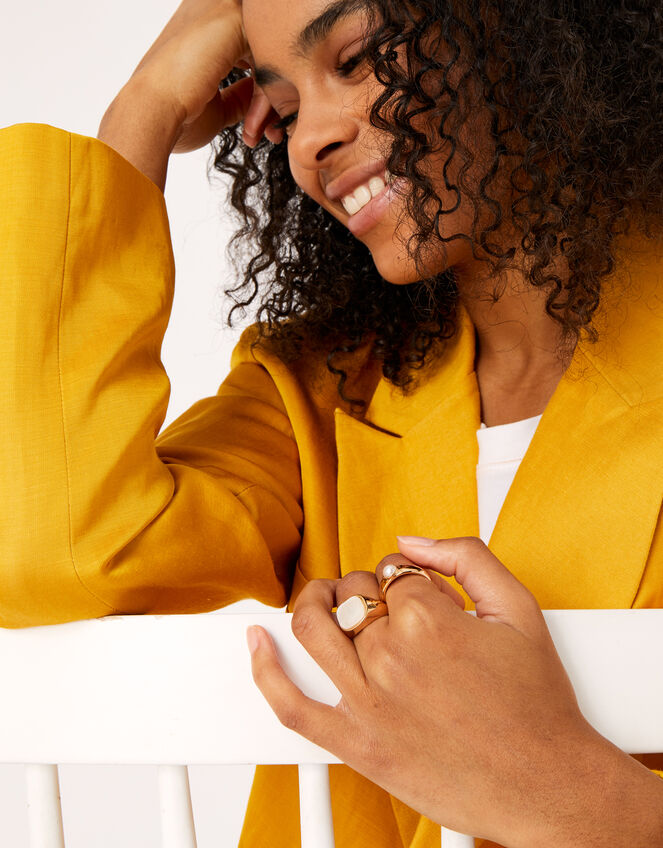 Pearl Signet Rings Set of Two, Cream (PEARL), large