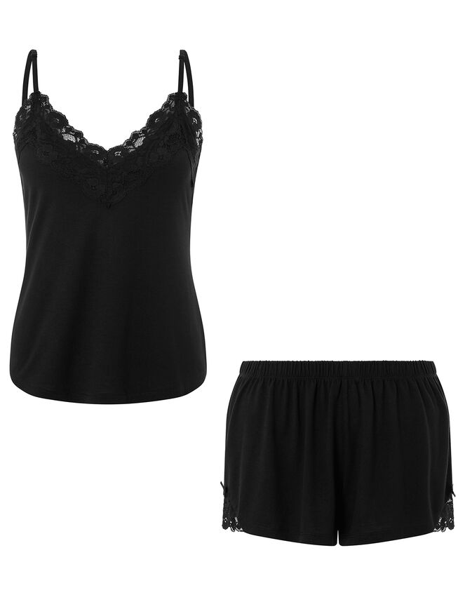 Teya Pyjama Vest and Shorts Set, Black (BLACK), large