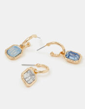 3-Pack Gemstone Drop Hoop Earrings, , large