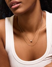 14ct Gold-Plated Diamante Bead Layered Necklace, , large