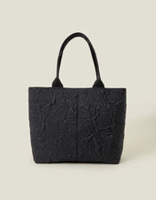Floral Quilted Nylon Tote Bag, , large
