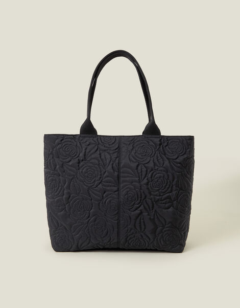 Floral Quilted Nylon Tote Bag, , large