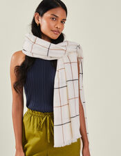 Carter Check Print Scarf, , large