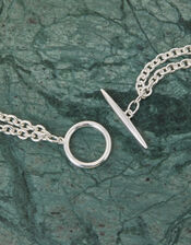 Sterling Silver-Plated Layer T-Bar Necklace, , large