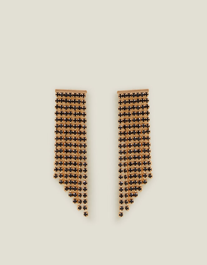 Asymmetrical Gemstone Fringe Earrings, , large