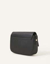 Straight Flap Saddle Cross-Body Bag, Black (BLACK), large