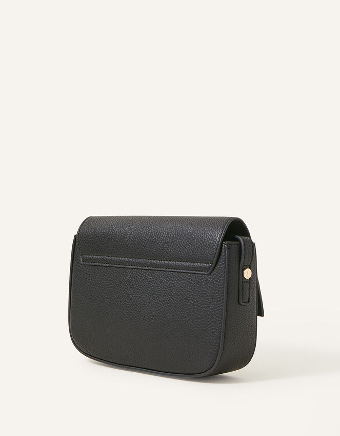 Straight Flap Saddle Cross-Body Bag, Black (BLACK), large