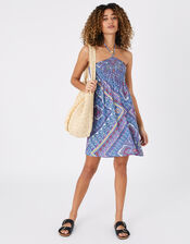 Kerala Scarf Print Bandeau Dress, Blue (BLUE), large