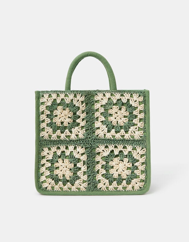 Crochet Raffia Handbag, , large
