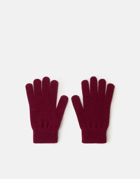 Plain Touch Screen Gloves , Red (BURGUNDY), large