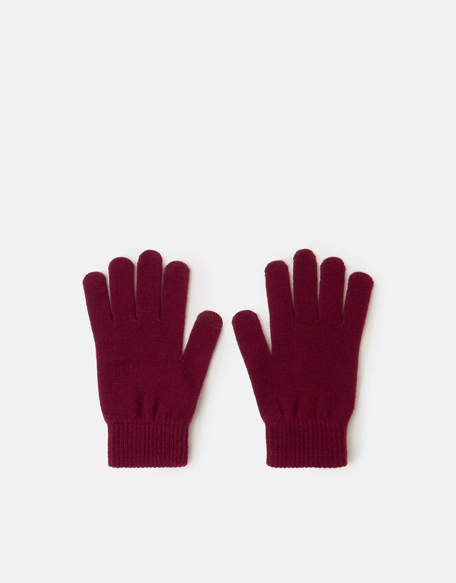 Plain Touch Screen Gloves , Red (BURGUNDY), large