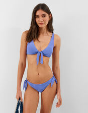 Shell Embossed Tie Side Bikini Bottoms, Blue (BLUE), large