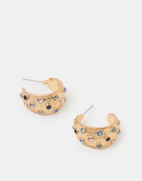 Gemstone Texture Hoop Earrings, , large