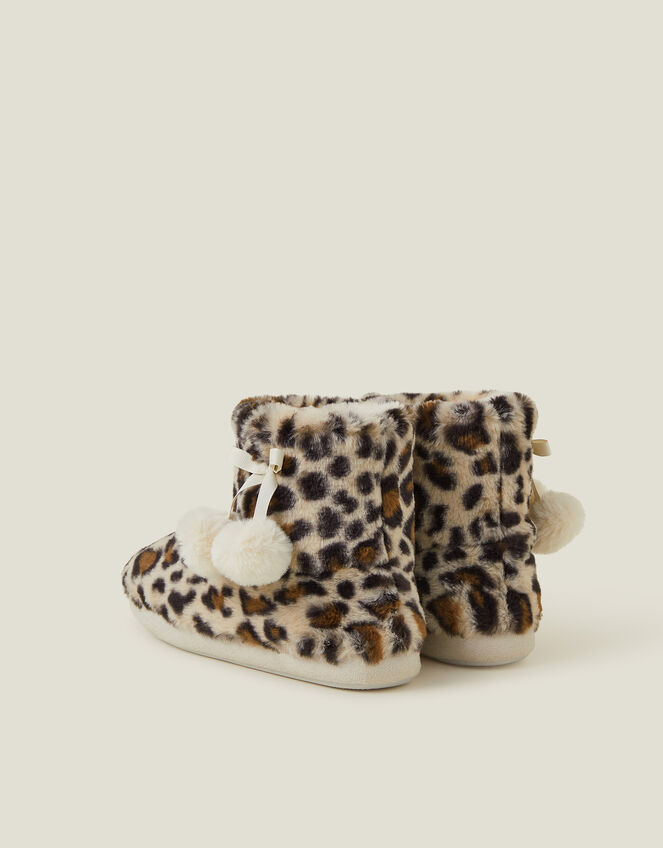 Faux Fur Leopard Print Boot Slippers, Leopard (LEOPARD), large
